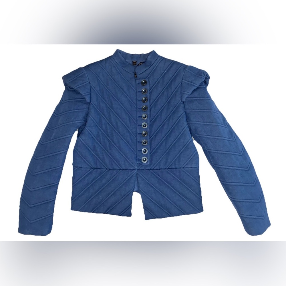 Burberry Jacket Women's 8 Indigo Blue Quilted‎ Runway Made In Italy 42 NEW